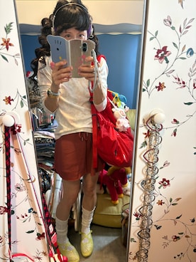 「ZARA（ザラ）のアイテム（その他パンツ、ブラウン系）」を使った、Y🐻N🎸さん（レディース・153cm）の夏コーディネート