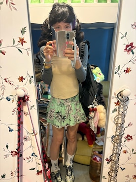 「ZARA（ザラ）のアイテム（Tシャツ/カットソー、ベージュ系）」を使った、Y🐻N🎸さん（レディース・153cm）の夏コーディネート