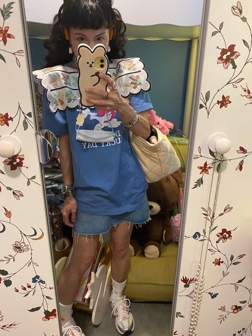 「2021、ootd、outfit、UNIQLO、ZARA、aplz、freckleseoul、New Balance」｜「UNIQLOのアイテム（Tシャツ/カットソー、ブルー系）」を使った、Y🐻N🎸さん（レディース・153cm）の秋コーディネートの1枚目の写真