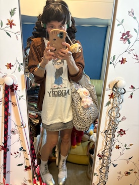 「repellerのアイテム（Tシャツ/カットソー、ホワイト系）」を使った、Y🐻N🎸さん（レディース・153cm）の春コーディネート