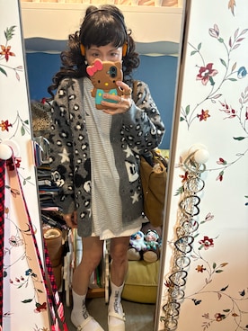 「アイテム（デニムスカート、ホワイト系）」を使った、Y🐻N🎸さん（レディース・153cm）の冬コーディネート