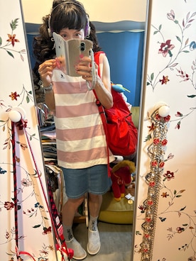 「H&M（エイチ・アンド・エム）のアイテム（ベスト、イエロー系）」を使った、Y🐻N🎸さん（レディース・153cm）の秋コーディネート