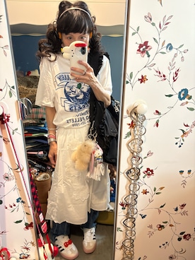 「アイテム（キーホルダー、ベージュ系）」を使った、Y🐻N🎸さん（レディース・153cm）の夏コーディネート