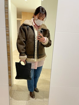 「Ray BEAMS（レイビームス）のアイテム（ブルゾン）」を使った、eriさん（レディース・157cm）の冬コーディネート