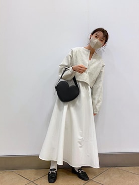 「ビットローファー」｜「アイテム（ワンピース）」を使った、やっすーさん（レディース・158cm）の春コーディネート