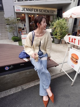 「アイテム（デニムパンツ）」を使った、やっすーさん（レディース・158cm）の秋コーディネート