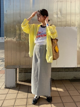 「黄色コーデ」｜やっすーさん（レディース・158cm）の夏コーディネート