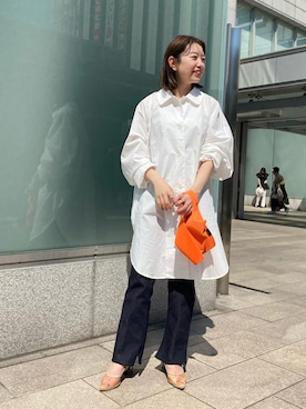 「mystic（ミスティック）のセンターステッチフレアデニム（デニムパンツ）」を使った、やっすーさん（レディース・158cm）の春コーディネート