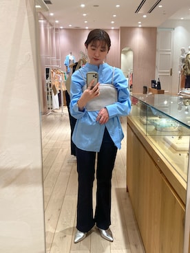 「mystic（ミスティック）のセンターステッチフレアデニム（デニムパンツ）」を使った、やっすーさん（レディース・158cm）の春コーディネート