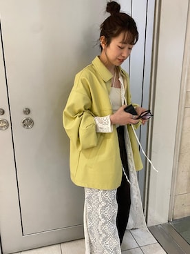 「レースワンピース」｜「アイテム（その他アウター）」を使った、やっすーさん（レディース・158cm）の春コーディネート