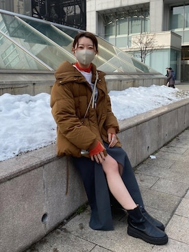 「オレンジスカート」｜やっすーさん（レディース・158cm）の冬コーディネート