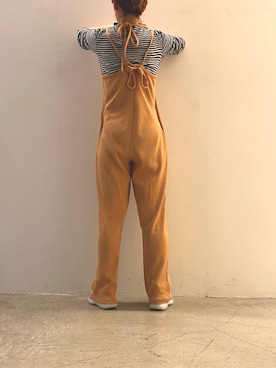 「アイテム（オールインワン・サロペット、オレンジ系）」を使った、m&mさん（レディース・160cm）の春コーディネート