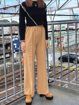 「厚底ブーツ」｜「アイテム（サンダル）」を使った、m&mさん（レディース・160cm）の冬コーディネート