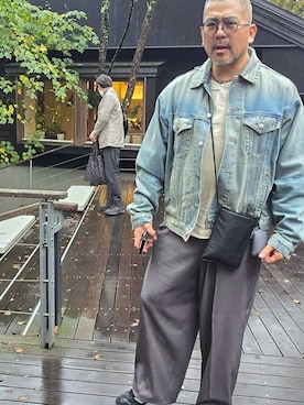 「お洒落さんとつながりたい」｜「アイテム（ボディバッグ/ウエストポーチ）」を使った、kenjiMさん（メンズ・177cm）の秋コーディネート