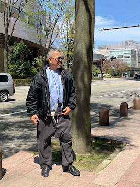 「JINS（ジンズ）のアイテム」を使った、kenjiMさん（メンズ・177cm）の春コーディネート