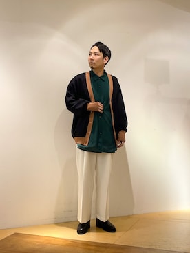 「ビッグシャツ」｜「アイテム（スラックス）」を使った、S.FUJITANIさん（メンズ・169cm）の春コーディネート
