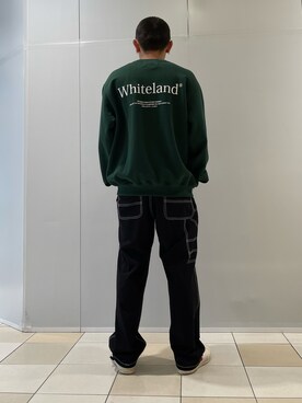 「WHITELAND（ホワイトランド）のアイテム（スウェット）」を使った、平賀　健将さん（メンズ・172cm）の春コーディネート