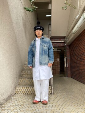 「DANKE SCHON（ダンケシェーン）のアイテム（デニムジャケット）」を使った、平賀　健将さん（メンズ・172cm）の春コーディネート