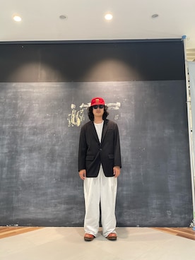 「DANKE SCHON（ダンケシェーン）のアイテム（ジャケット/アウター）」を使った、平賀　健将さん（メンズ・172cm）の夏コーディネート