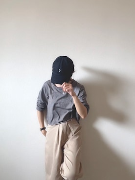 「ゆるカジ」｜「アイテム（帽子）」を使った、ももこさん（レディース・157cm）の夏コーディネート