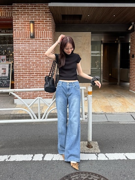 「mystic（ミスティック）のアイテム（パンツ）」を使った、森川小百合さん（レディース・163cm）の春コーディネート