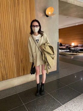 「mystic（ミスティック）のポンチョジレトレンチ（トレンチコート）」を使った、森川小百合さん（レディース・163cm）の冬コーディネート