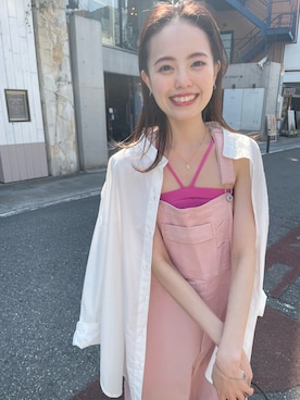 「mystic（ミスティック）のアイテム（サロペット/オーバーオール）」を使った、森川小百合さん（レディース・163cm）の春コーディネート