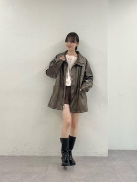 「アイテム（ブルゾン）」を使った、森川小百合さん（レディース・163cm）の秋コーディネート