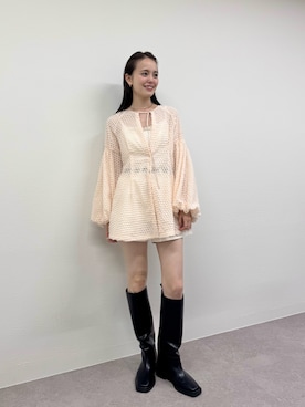 「アイテム（ブーツ）」を使った、森川小百合さん（レディース・163cm）の夏コーディネート
