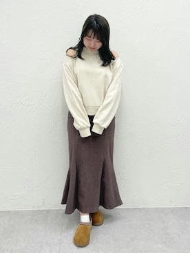 「Adoon plain（アドーンプレーン）のアイテム」を使った、みらいさん（レディース・153cm）の冬コーディネート