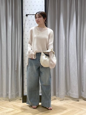 「A part by（アパートバイ）のルーズデニム（デニムパンツ）」を使った、mihoさん（レディース・157cm）の春コーディネート
