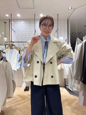 「着痩せ」｜「アイテム（トレンチコート）」を使った、mihoさん（レディース・157cm）の冬コーディネート