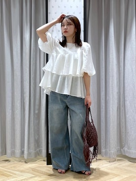 「A part by（アパートバイ）のルーズデニム（デニムパンツ）」を使った、mihoさん（レディース・157cm）の春コーディネート