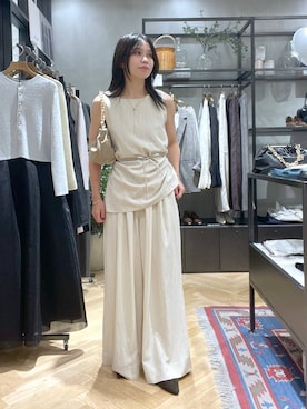 「アイテム（パンツドレス）」を使った、mihoさん（レディース・157cm）の夏コーディネート
