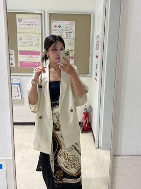 「スカーフ」｜「アイテム（ジャケット/アウター）」を使った、mihoさん（レディース・157cm）の夏コーディネート