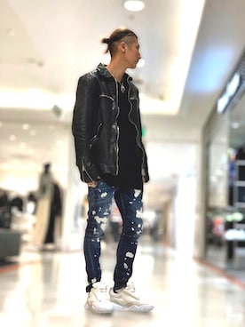 「ISAMU KATAYAMA BACKLASH（イサムカタヤマバックラッシュ）のアイテム（ライダースジャケット）」を使った、Takuto Itouさん（メンズ・170cm）の夏コーディネート