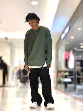 「ISAMU KATAYAMA BACKLASH（イサムカタヤマバックラッシュ）のアイテム（帽子）」を使った、Takuto Itouさん（メンズ・170cm）の夏コーディネート