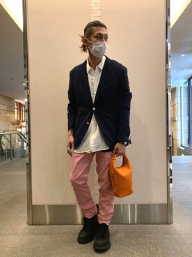 「紺ジャケット」｜「アイテム（ジャケット/アウター）」を使った、Takuto Itouさん（メンズ・170cm）の冬コーディネート