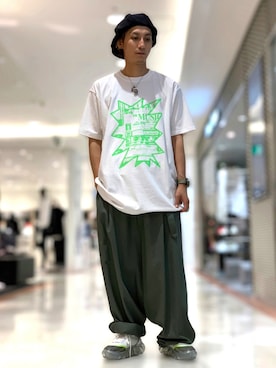 「ISAMU KATAYAMA BACKLASH（イサムカタヤマバックラッシュ）のアイテム（帽子）」を使った、Takuto Itouさん（メンズ・170cm）の夏コーディネート