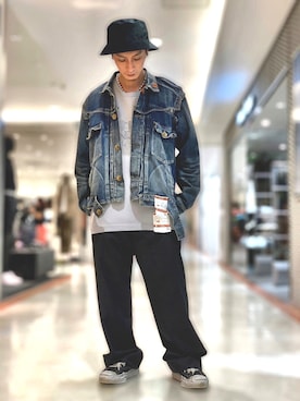 「ISAMU KATAYAMA BACKLASH（イサムカタヤマバックラッシュ）のアイテム（帽子）」を使った、Takuto Itouさん（メンズ・170cm）の夏コーディネート
