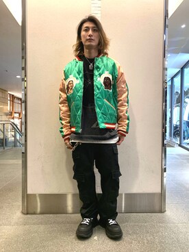 「ROYAL FLASH（ロイヤルフラッシュ）のアイテム（スウェット）」を使った、Takuto Itouさん（メンズ・170cm）の春コーディネート