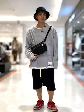 「ISAMU KATAYAMA BACKLASH（イサムカタヤマバックラッシュ）のアイテム（帽子）」を使った、Takuto Itouさん（メンズ・170cm）の夏コーディネート