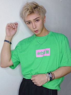 「MSGM（エムエスジーエム）のアイテム（Tシャツ/カットソー）」を使った、シテブン さん（メンズ・167cm）の夏コーディネート