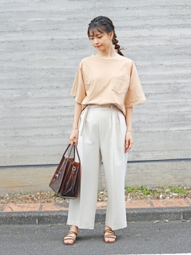 「ポケットＴシャツ」｜Crispさん（レディース・161cm）の夏コーディネート