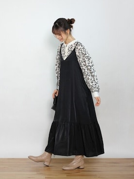 「Crisp（クリスプ）のアイテム（ワンピース）」を使った、Crispさん（レディース・161cm）の秋コーディネート