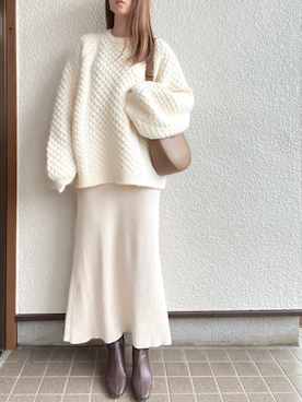 「select MOCA by son（セレクトモカバイソン）のアイテム（ニット/セーター）」を使った、tokoさん（レディース・161cm）の冬コーディネート
