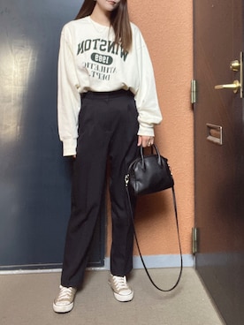 「RETRO GIRL（レトロガール）のアイテム（スウェット）」を使った、tokoさん（レディース・161cm）の春コーディネート