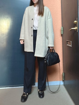 「ツータックパンツ」｜tokoさん（レディース・161cm）の冬コーディネート