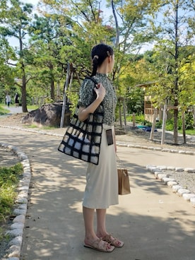 「UNE MANSION（ユヌマンション）のアイテム（シューズ）」を使った、oneriさん（レディース・162cm）の夏コーディネート