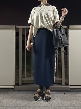 「アイテム（ポロシャツ）」を使った、mi-nさん（レディース・175cm）の秋コーディネート